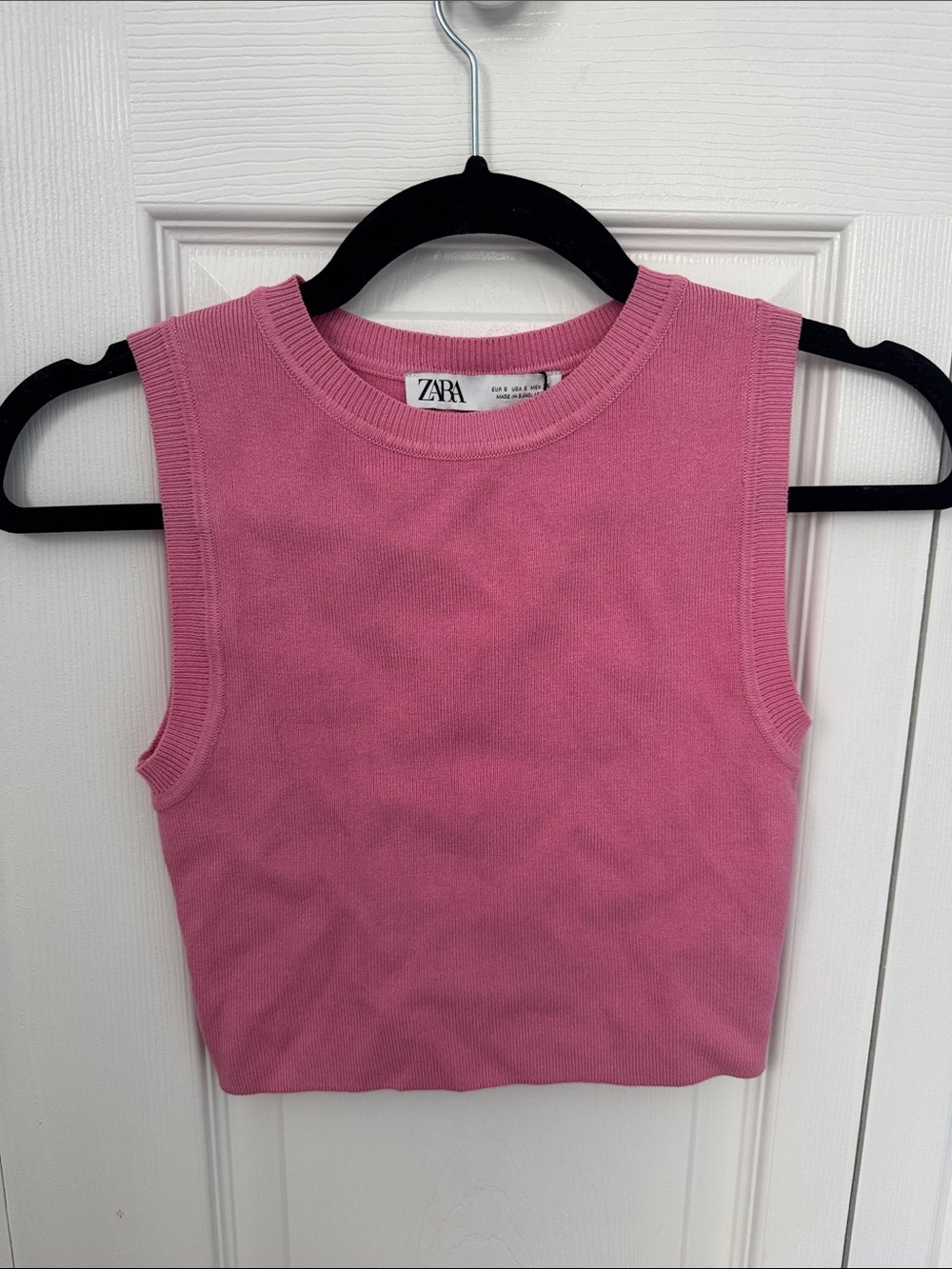 ZARA Rose Pink Ribbed Sleeveless Crop Top